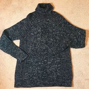 Express black and white marled cable-knit turtleneck sweater